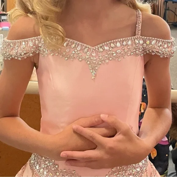 Elegant Pink Gown with Silver Accents kids size 8 (zippered back) - Picture 3 of 3